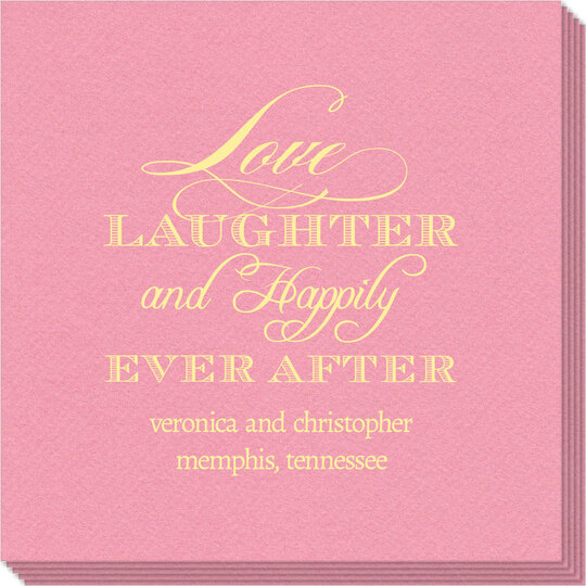 Love Laughter Ever After Linen Like Napkins